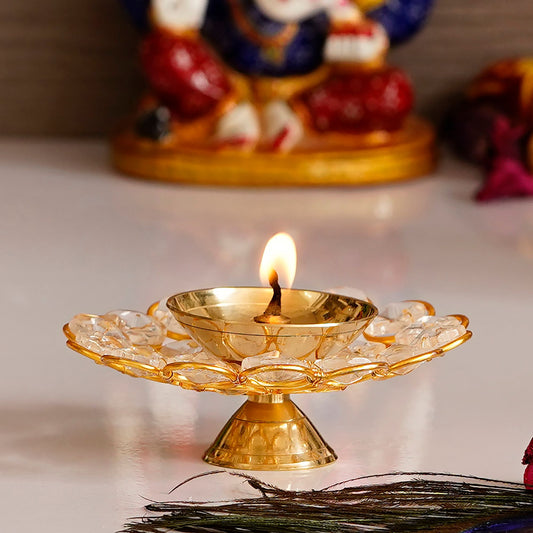 eCraftIndia Bowl Shape Crystal Tea Light Holder - Large